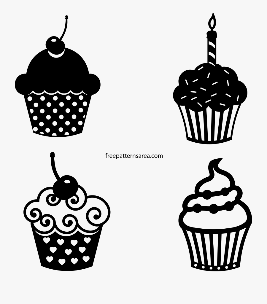 Designs For Silhouette Printer - Cupcake Vector, Transparent Clipart