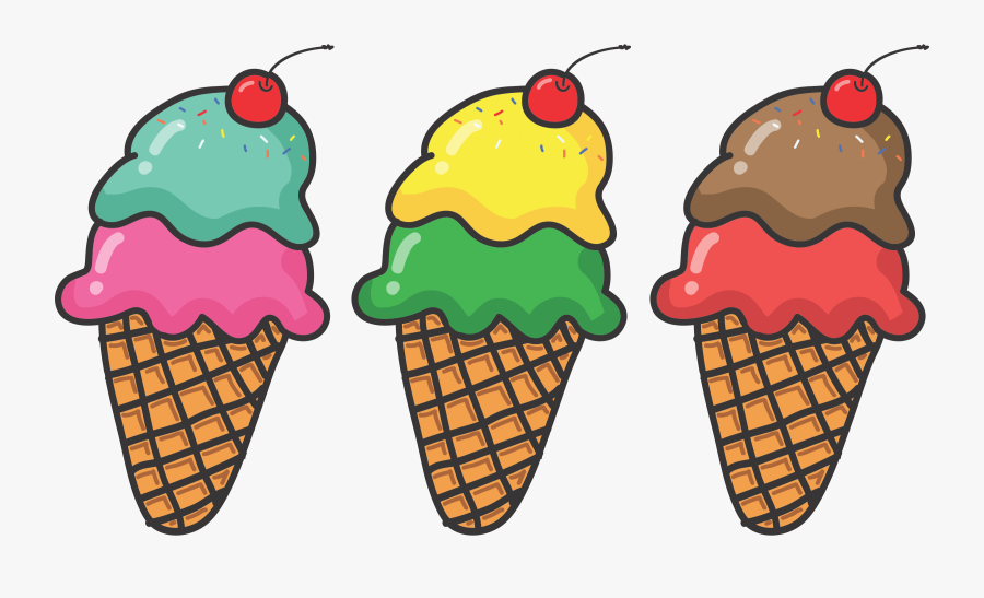 Three Ice Cream Cones - Ice Cream Cones Clipart, Transparent Clipart