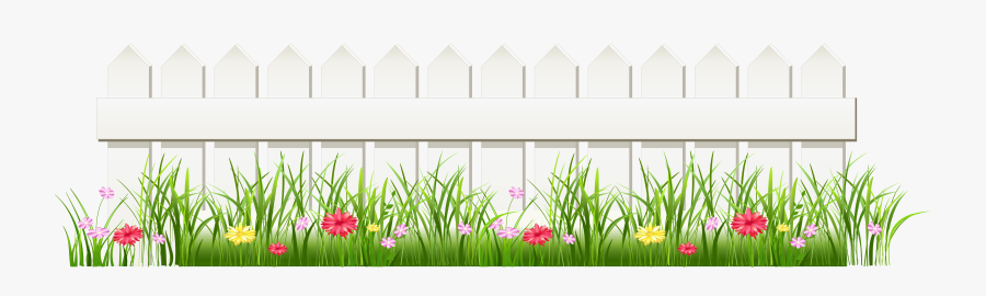 Transparent White Fence With Grass Png Clipart, Transparent Clipart