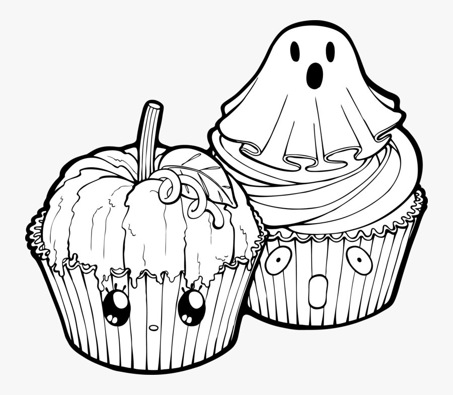 Pumpkin Cupcake Clipart - Halloween Cupcake Drawing, Transparent Clipart