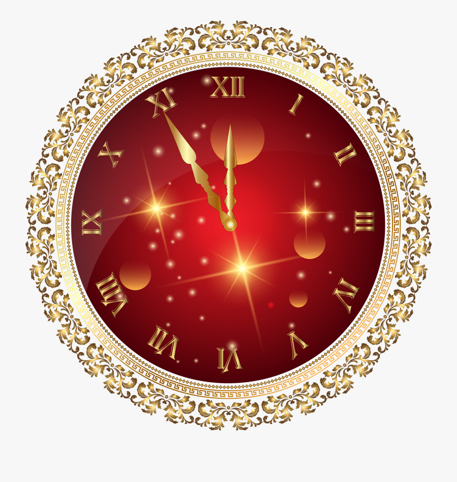 Red New Year"s Clock Png Transparent Clip Art Image - New Year Clock Png Png, Transparent Clipart