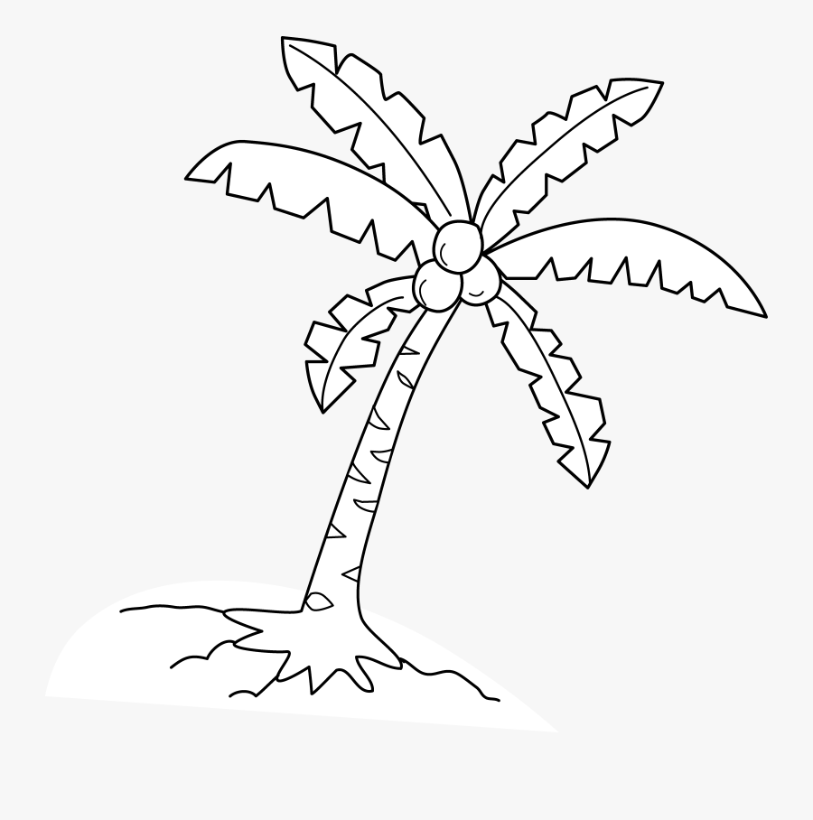 Black Clipart Coconut Tree - Coconut Tree Clip Art, Transparent Clipart