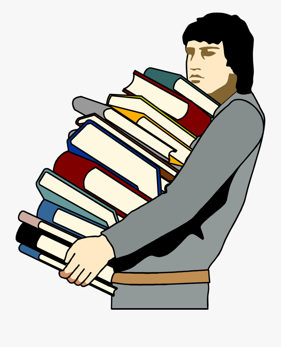 Carrying Books Clipart - Carrying Lots Of Books, Transparent Clipart