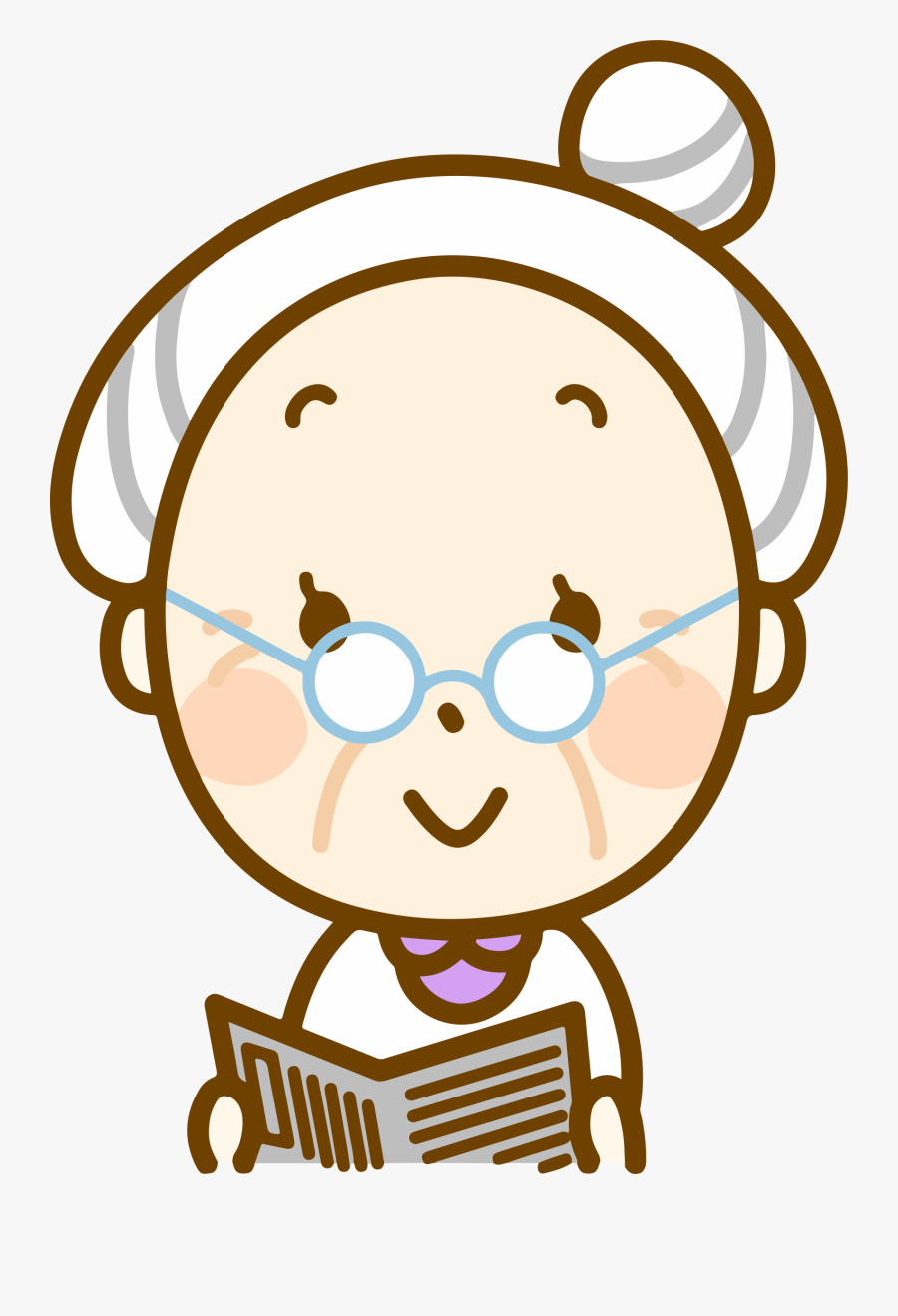 Transparent Reading Clip Art - Old Woman Png Cartoon, Transparent Clipart