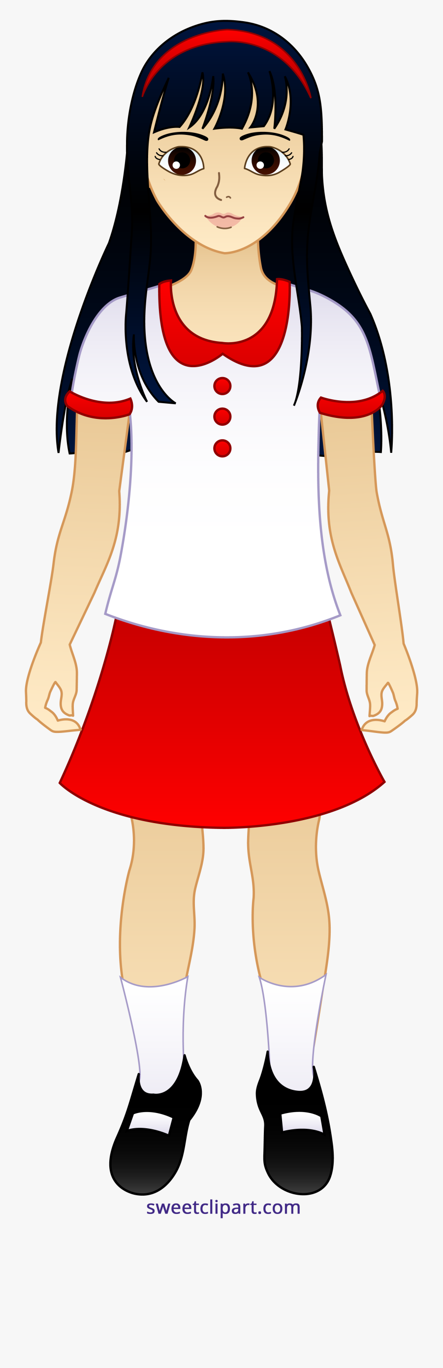 Little Asian Girl - Girl Wearing Skirt Clipart, Transparent Clipart