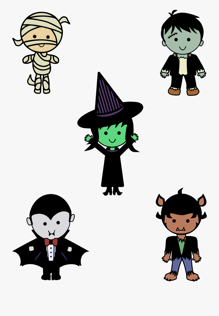 Classic Halloween Monsters - Halloween Monster Coloring Clipart, Transparent Clipart