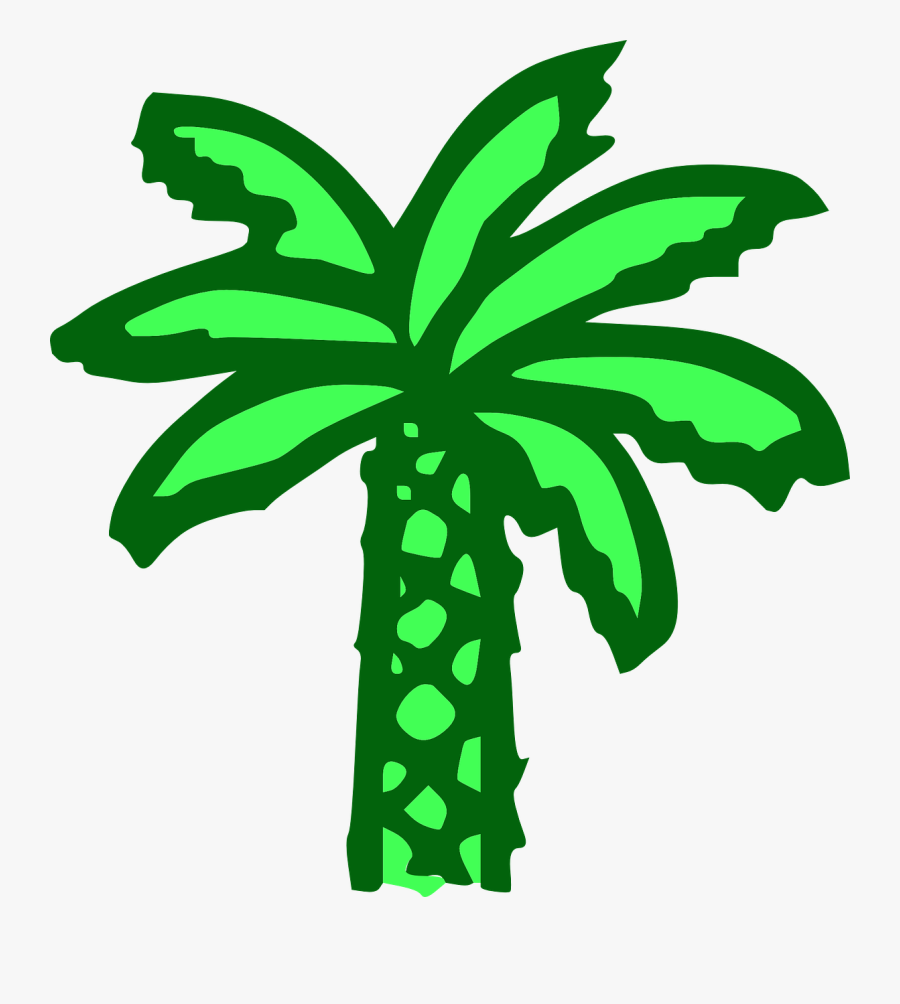 Free Vector Cartoon Green Palm Tree Clip Art - Cartoon Palm Tree, Transparent Clipart