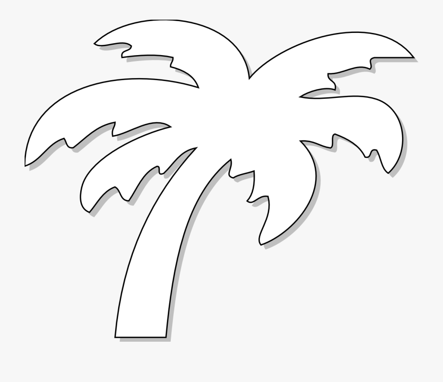 Palm Tree Symbol Black White Line Art Tattoo Tatoo - White Tattoo Art On Black Background, Transparent Clipart