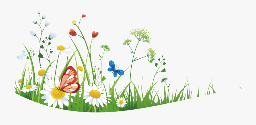 Clip Art - Grass And Flowers Art, Transparent Clipart