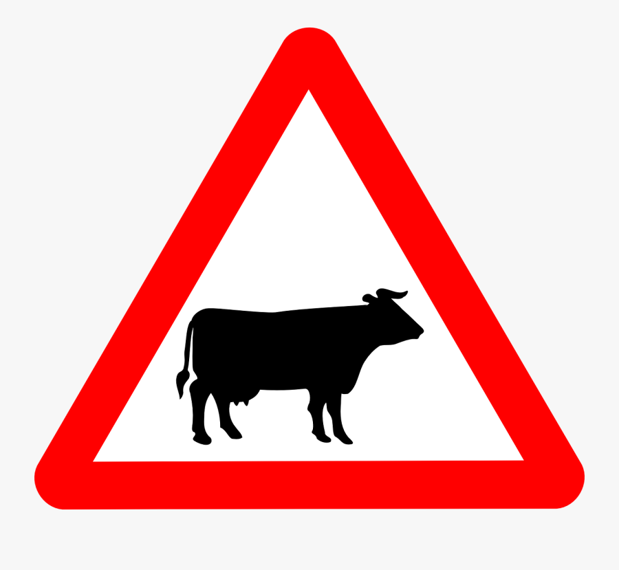 Cowbell Clipart - Animals On The Road Sign, Transparent Clipart