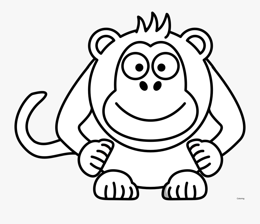 Monkey Clip Art Cute Monkeyloring Pages Cartoon Monkey - Black And White Cartoon Clip Art, Transparent Clipart