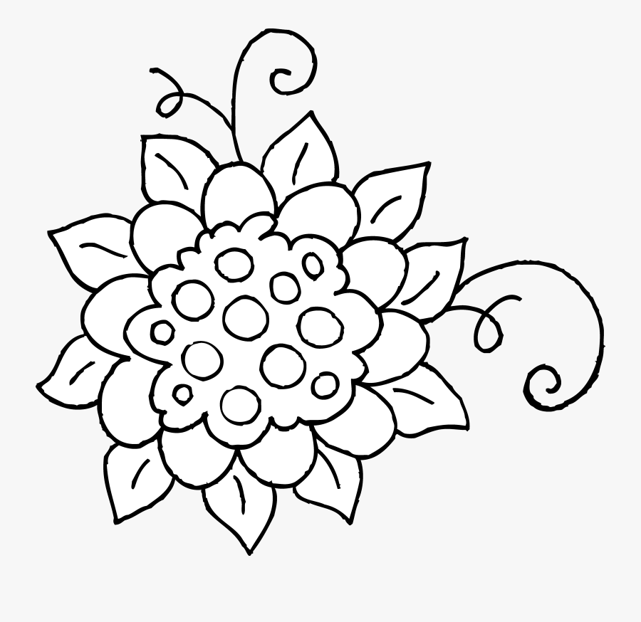 Cute Spring Flower Coloring Page 1 - Black And White Spring Flowers Clipart, Transparent Clipart