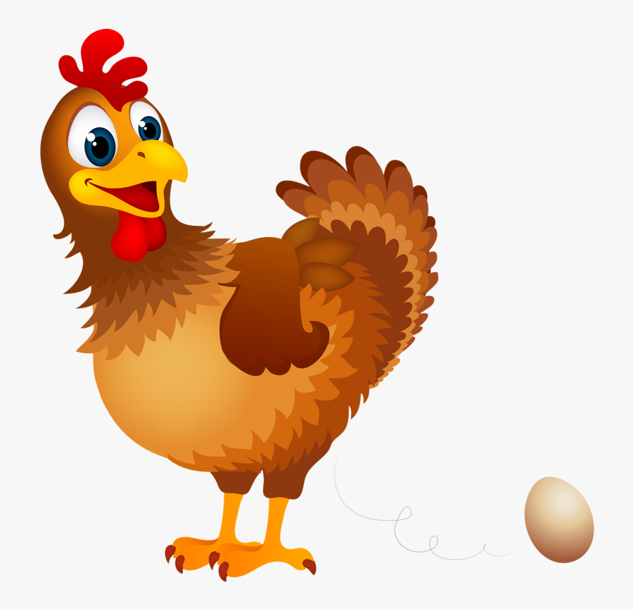 Transparent Chicken Clipart - Cartoon Chicken With Egg, Transparent Clipart