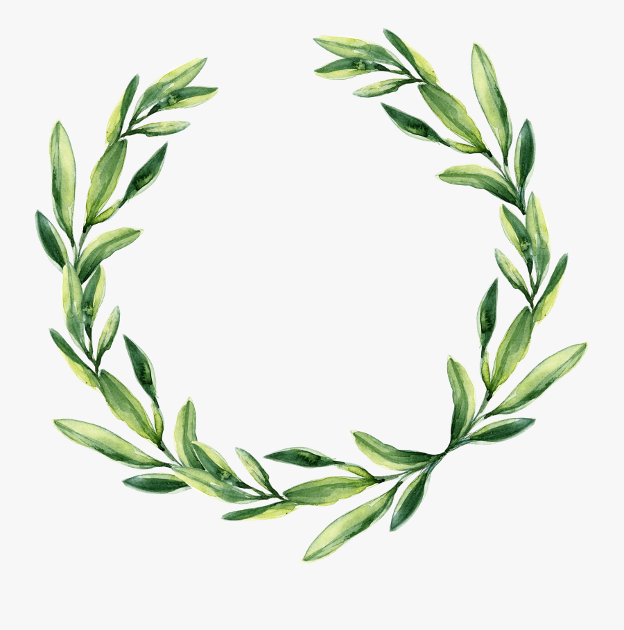 Leaf Garland Gift Wreath Watercolor Green Wedding Clipart - Watercolor Wreath Png, Transparent Clipart