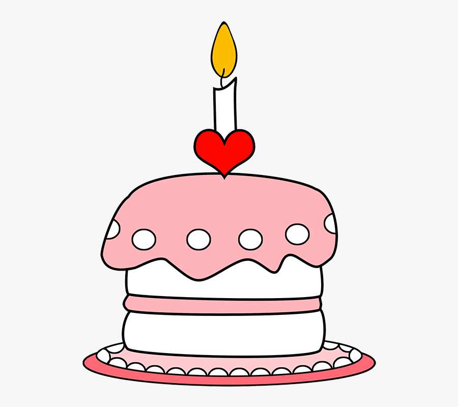 Pink Birthday Cake With One Candle - Pink Birthday Cake Clipart, Transparent Clipart