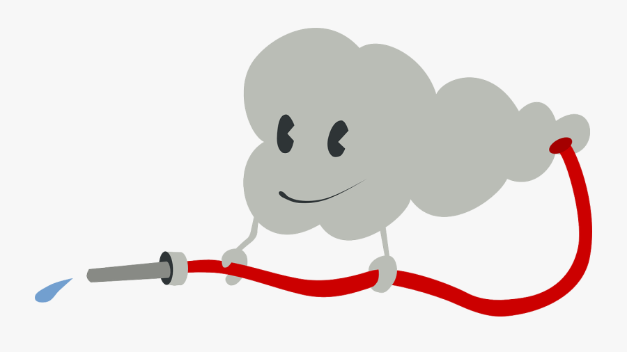 Cloud Holding Hose Pressure Washing - ฉีด น้ำ ดับ เพลิง การ์ตูน, Transparent Clipart