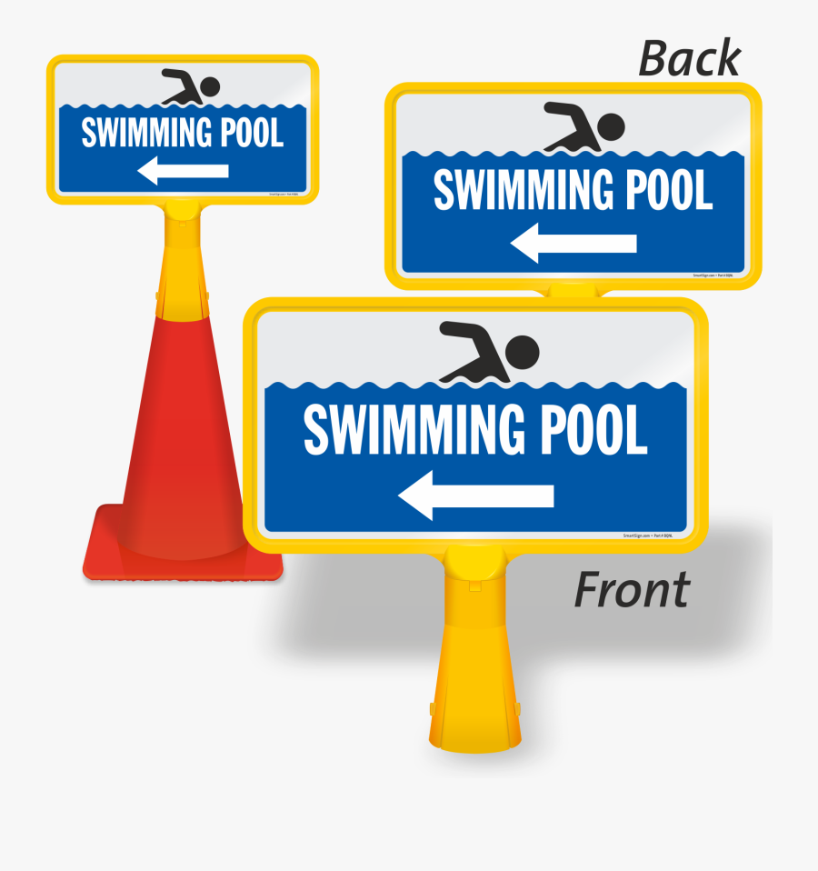 Swimming Pool With Left Arrow Coneboss Pool Sign - Watch Out For Exiting Vehicles Sign, Transparent Clipart