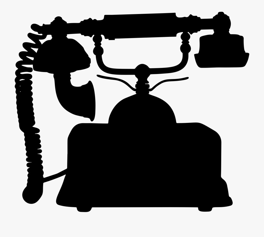 Vintage Telephone Silhouette - Old Phone Transparent Background, Transparent Clipart