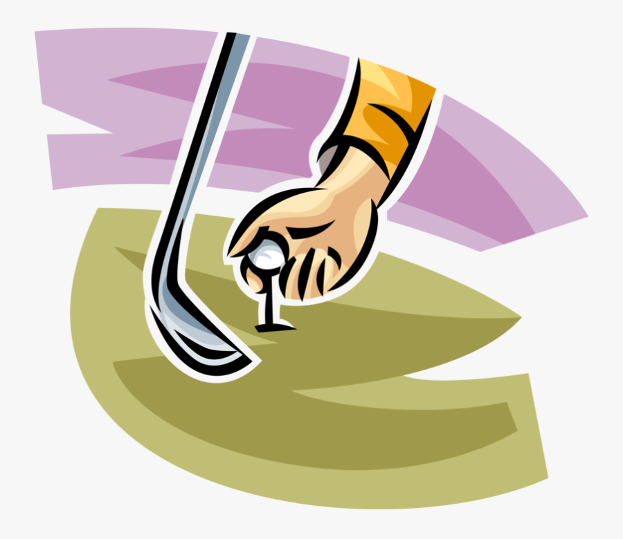 Golfer Tees Off With Golf Club - Illustration, Transparent Clipart