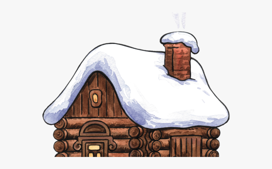 Snowy Log Cabin Clip Art, Transparent Clipart