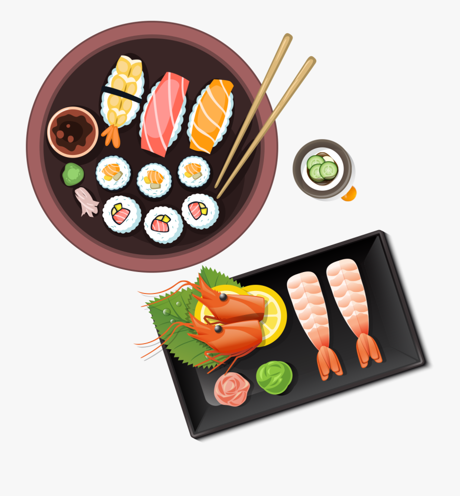 Clip Art Sushi Cuisine Meal - Transparent Cartoon Japanese Foods, Transparent Clipart