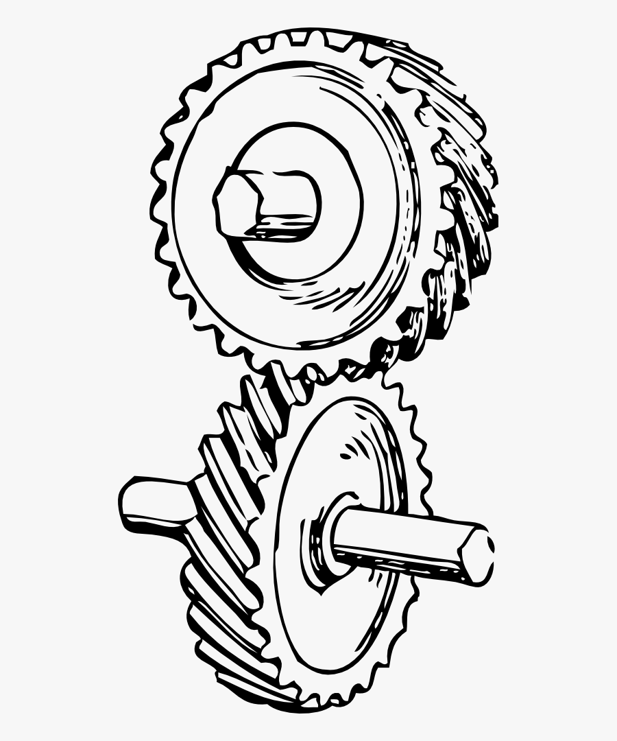 Skew Gear - Mechanical Engineering Line Art, Transparent Clipart