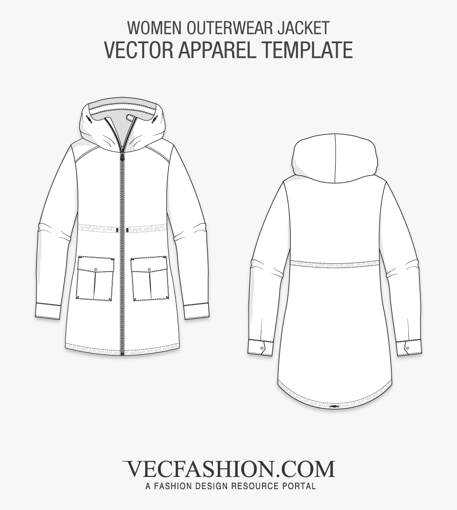 Clip Art Coats Jackets Vecfashion Women - Track Pants Template, Transparent Clipart