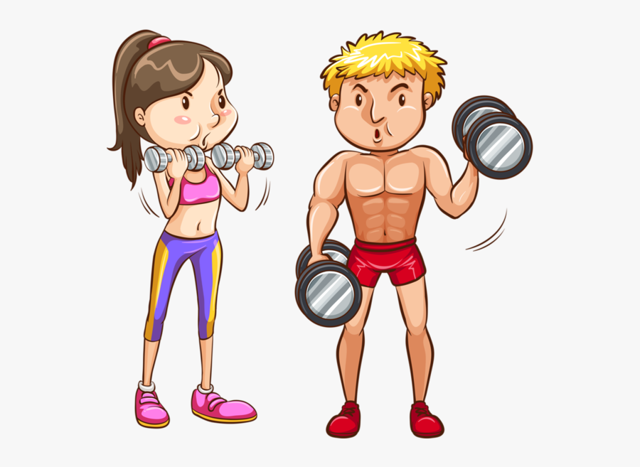 People Working Out Cartoon, Transparent Clipart