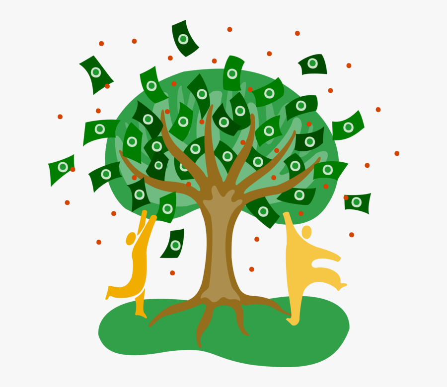 Vector Illustration Of People Grabbing Cash From Money - Money Tree Vector Png, Transparent Clipart