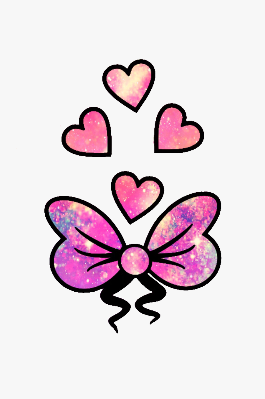 Transparent Girly Bow Clipart - Glitter Cute Love Hearts, Transparent Clipart
