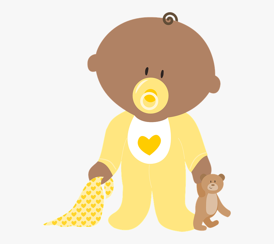 Cartoon,teddy Bear,yellow,toy,clip Toy,fictional Character,graphics,child - Baby With Pacifier Clipart, Transparent Clipart