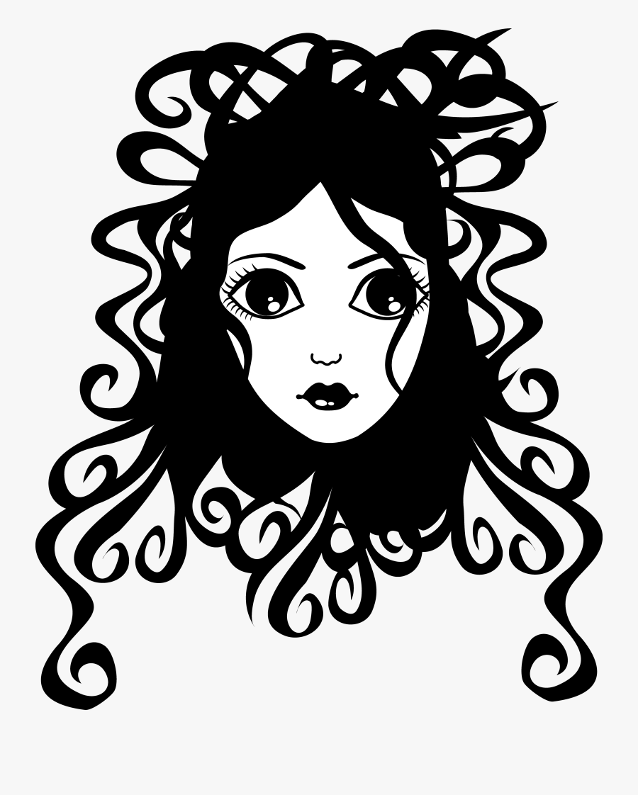 Free Clip Art Of - Cartoon Curly Hair Woman, Transparent Clipart