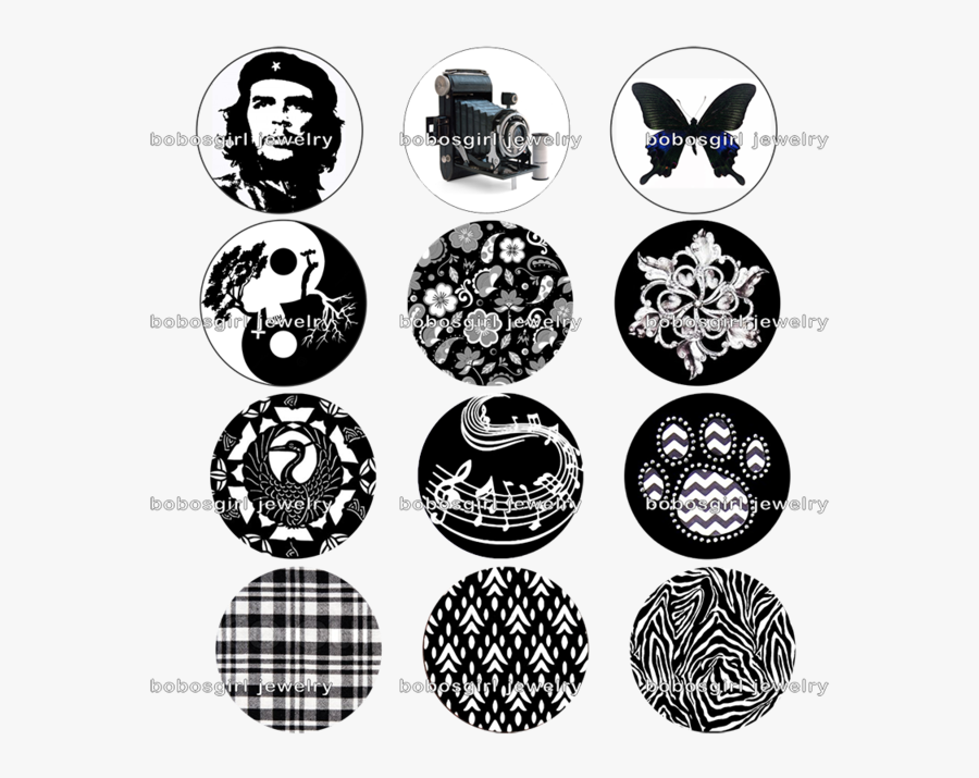 Black And White Glass Magnetic Button Charm Fit Snap, Transparent Clipart
