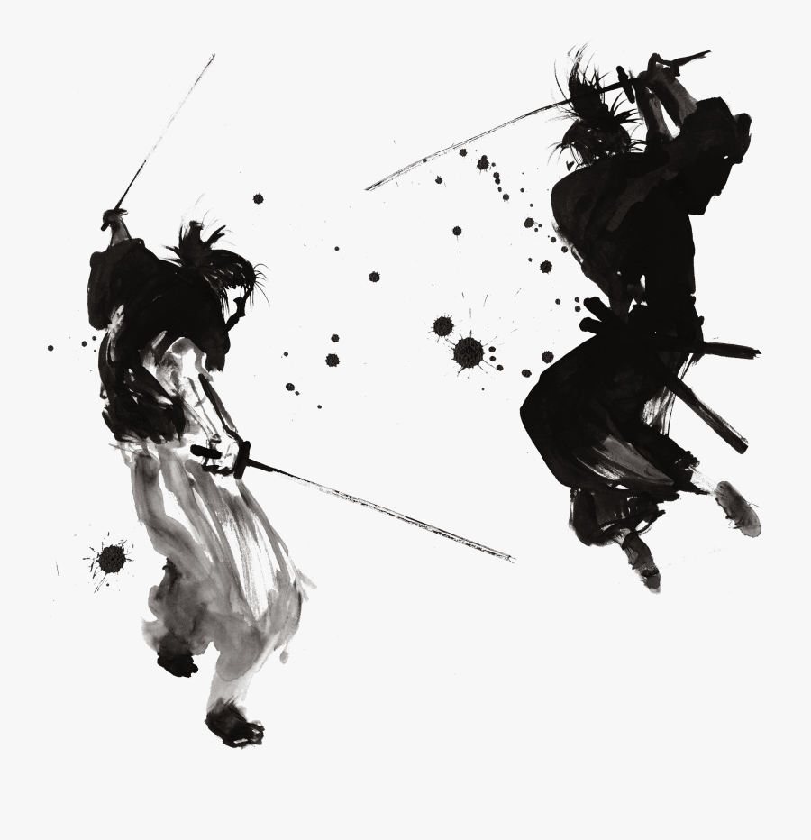 Warrior Art Japanese Samurai Ink Painting Drawing Clipart - Samurai Drawing Png, Transparent Clipart