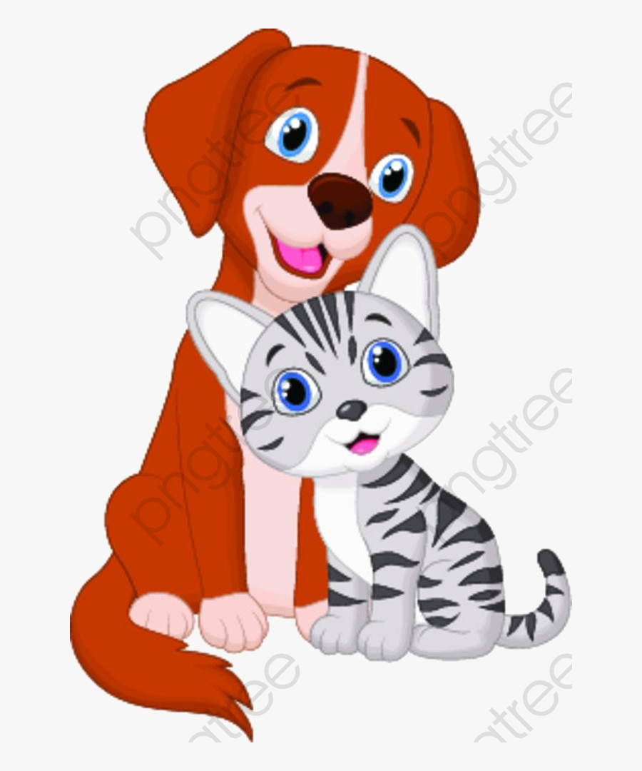 Cartoon Dog Cat Material - Animation Dog And Cat, Transparent Clipart