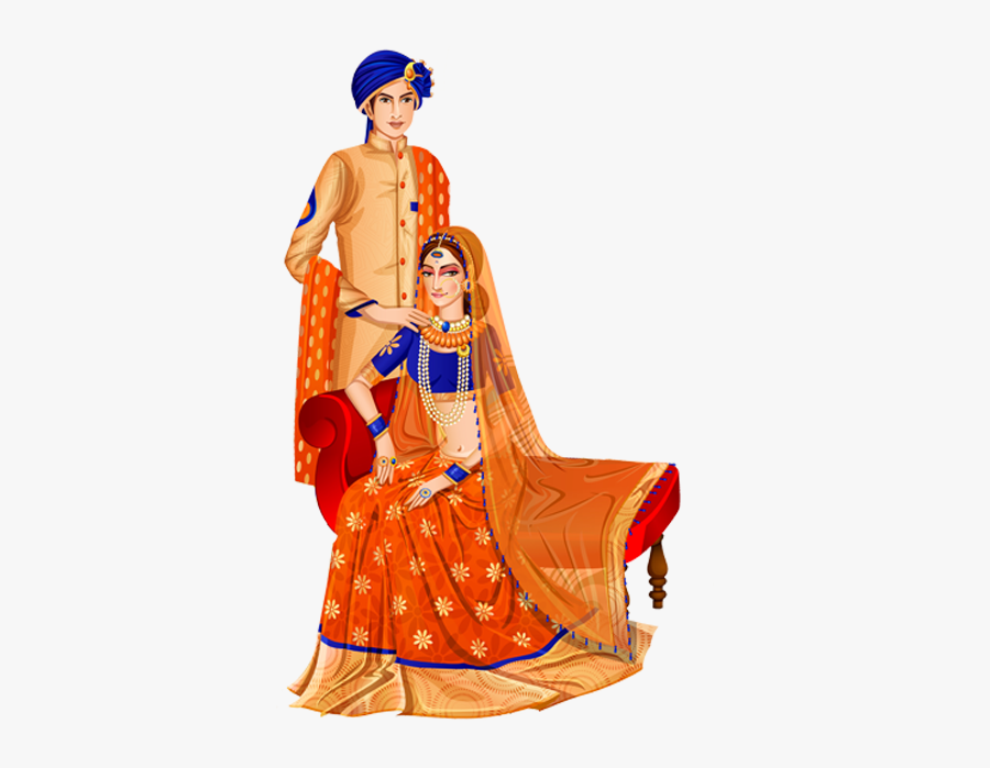 Indian Wedding Couple Png - Indian Wedding Couple Cartoon, Transparent Clipart