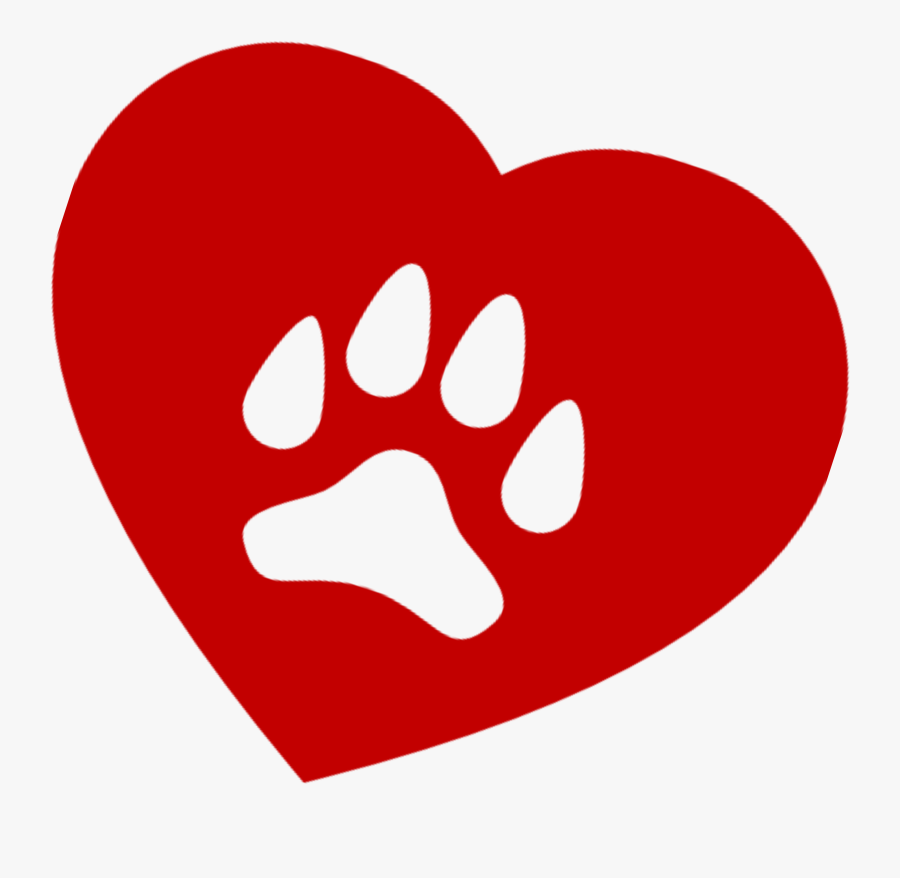 Transparent Pawprint Clipart - Red Heart Paw Print Clip Art , Free