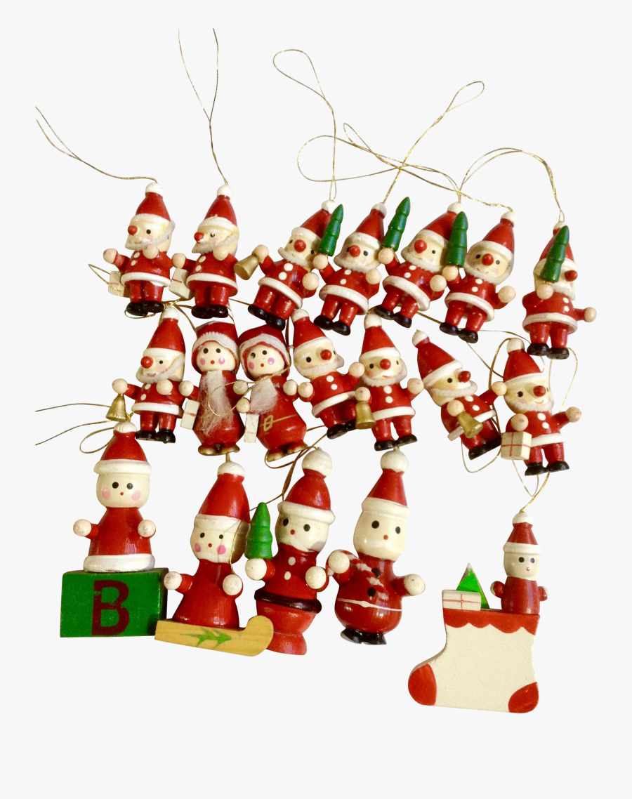 19 Vintage Wooden Santa Claus Hand Painted Christmas - Christmas Ornament, Transparent Clipart