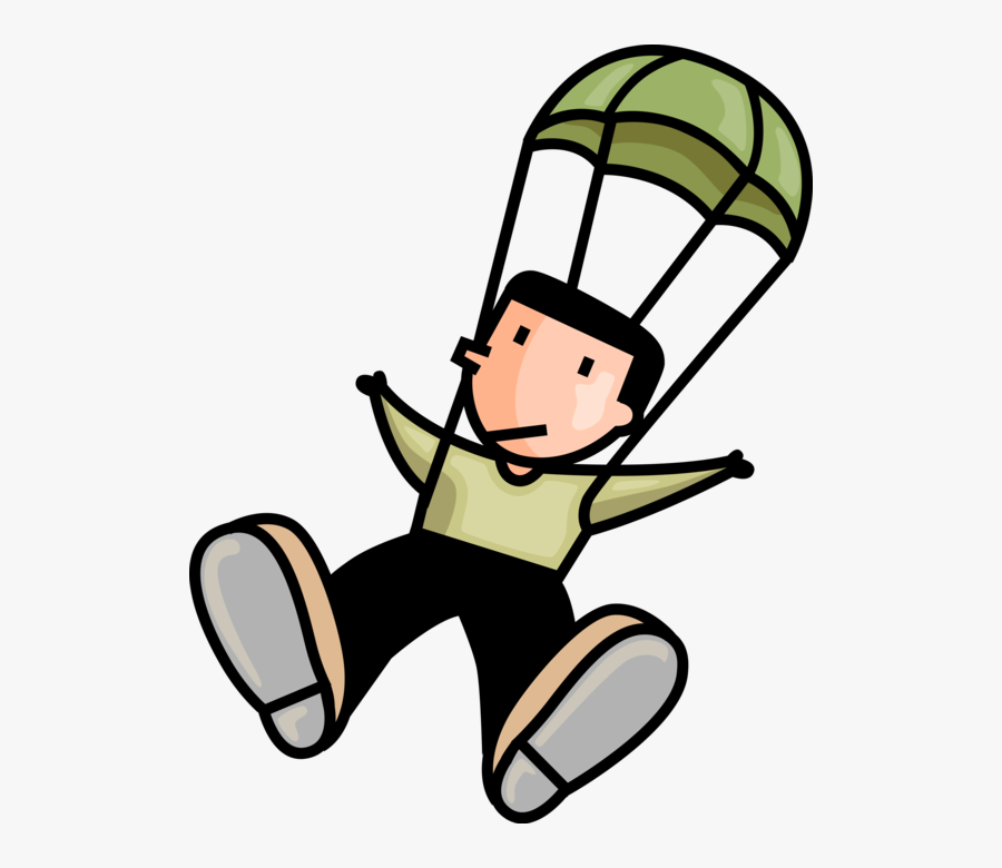 Vector Illustration Of Skydiver Jumps From Plane In - Skydiving Clip Art, Transparent Clipart
