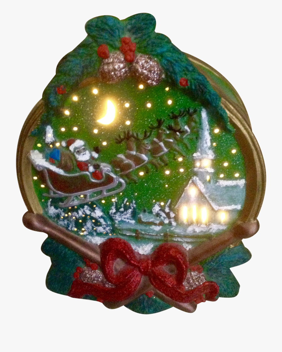 Vintage Christmas Night Light Santa Claus Sleigh And - Christmas Ornament, Transparent Clipart