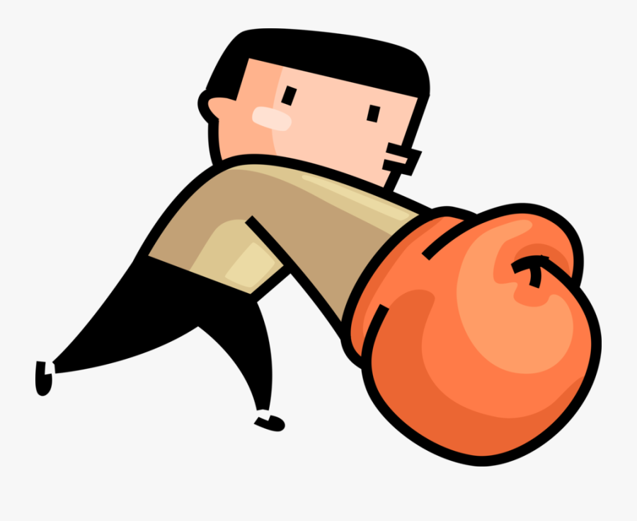 Boxer Sparring In Boxing Ring With Gloves - Cartoon, Transparent Clipart