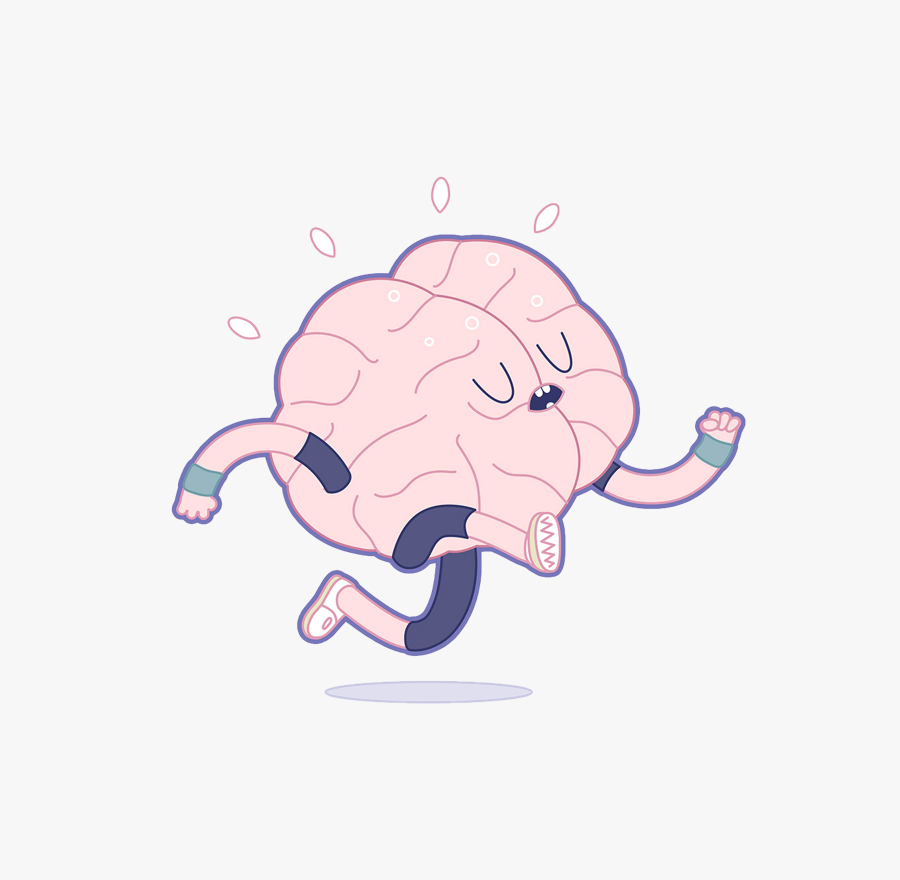 This Is Your Brain On Run - Brain Running Cartoon, Transparent Clipart