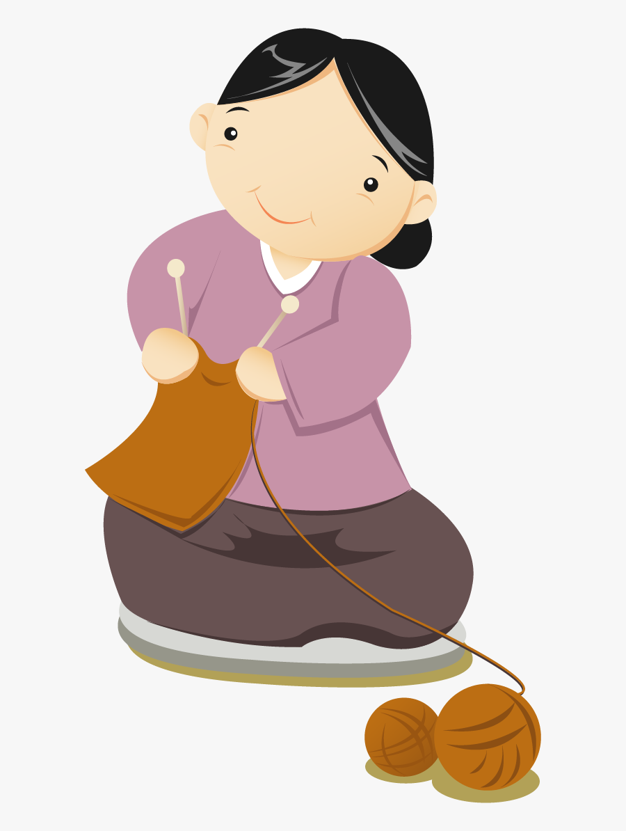 Women Vector Knitting Vecteur Hand-painted Free Download - Mujer Tejiendo Animado, Transparent Clipart