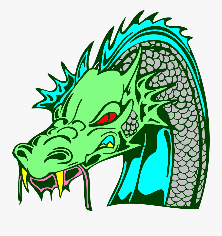 Horns Clipart Dragon - Green Dragon Head Png, Transparent Clipart
