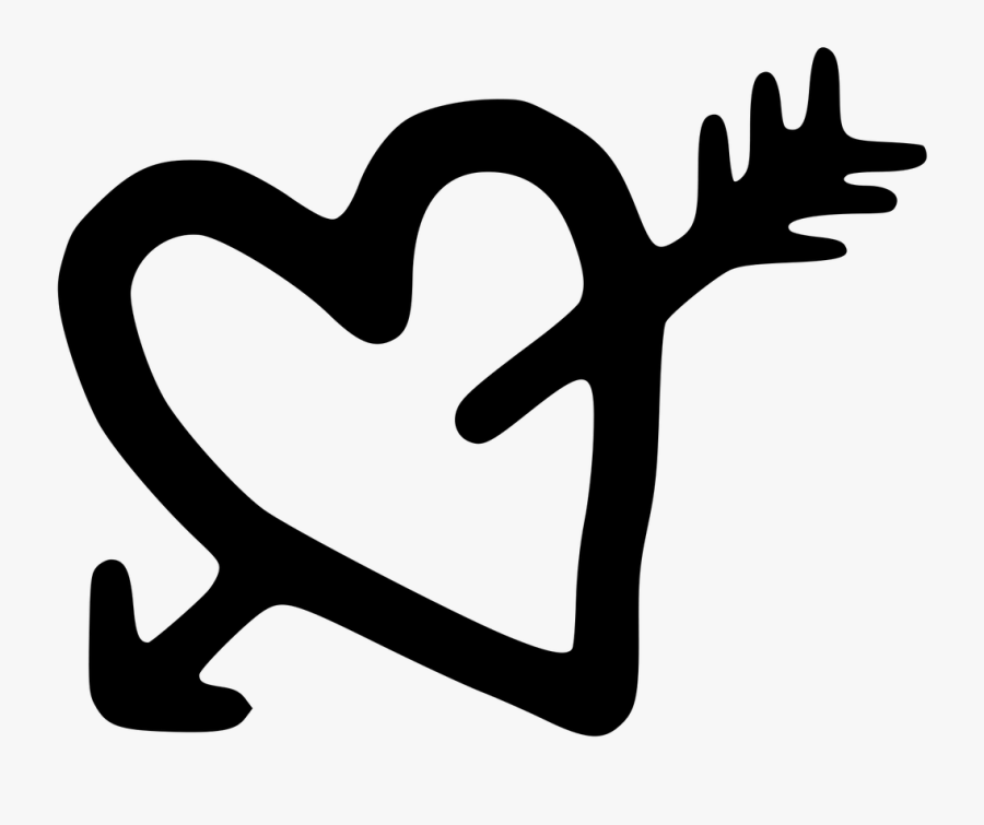Heart Arrow Love I Love You Valentine Romantic - Black Heart Transparent Background Png, Transparent Clipart