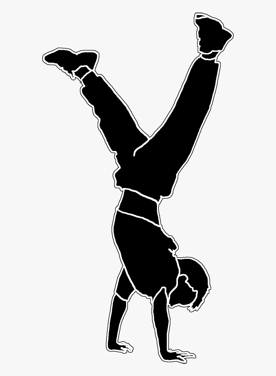 Boy Doing Handstand Black Silhouette - Boy Dance Silhouette, Transparent Clipart