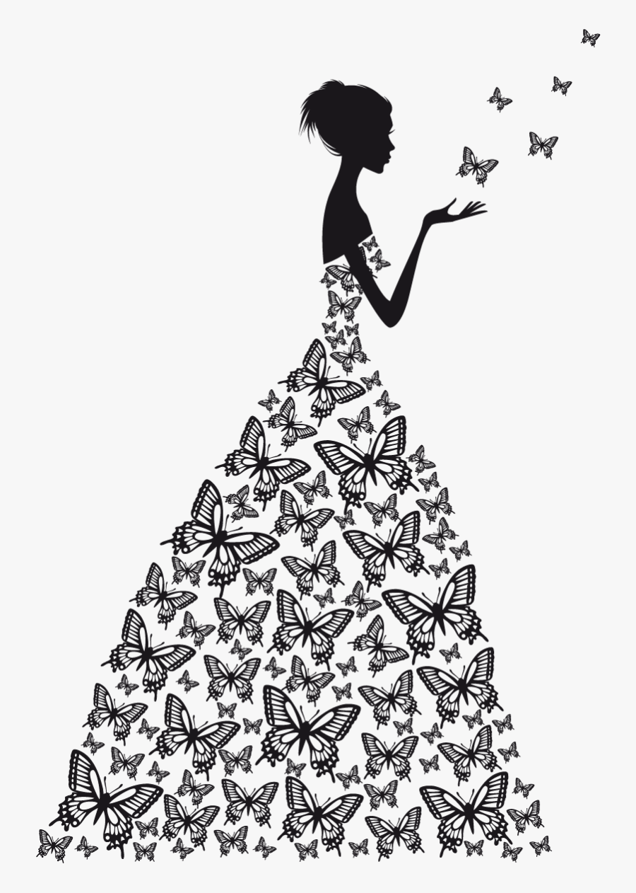 Wall Decal Wedding Png Image High Quality Clipart - Black Butterfly With Girl, Transparent Clipart