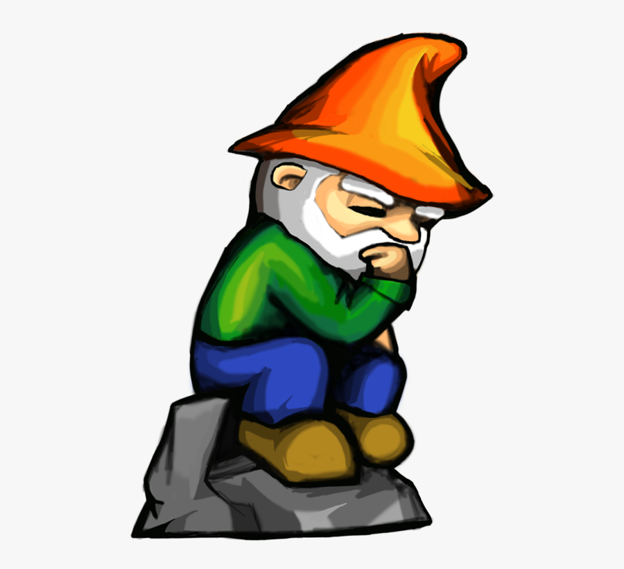Thinker Gnome Design - Cartoon, Transparent Clipart