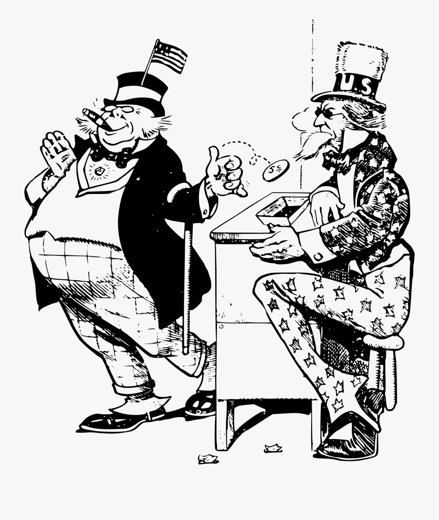 Rich Man And Uncle Sam - Corporate Fat Cat Cartoon, Transparent Clipart