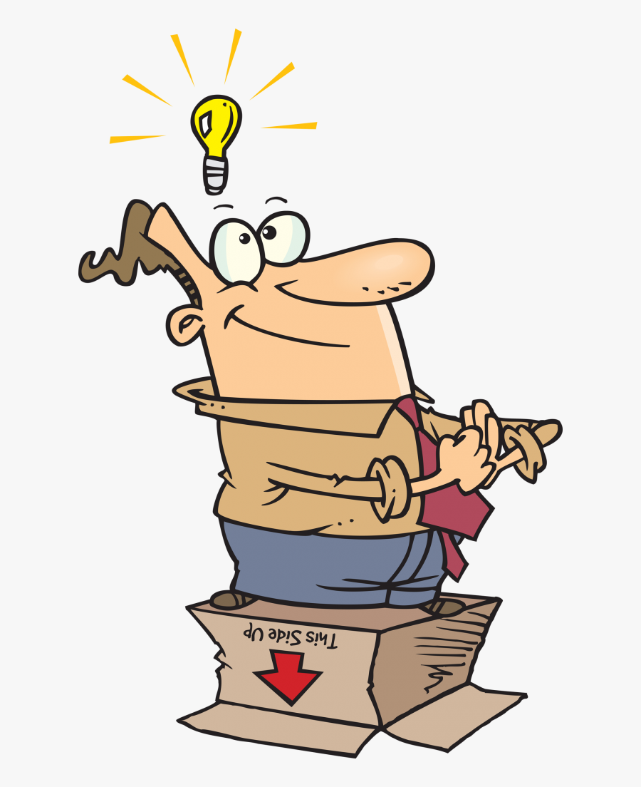 Dreaming Up A New Name For Your Business - Cartoon Outside The Box, Transparent Clipart